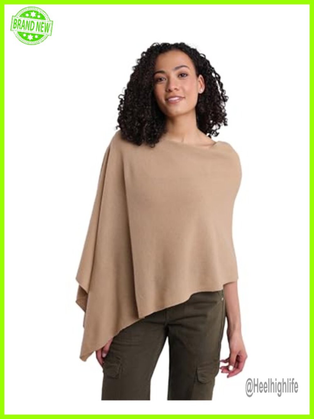 100% Cashmere Poncho Wrap Dress Topper One Size